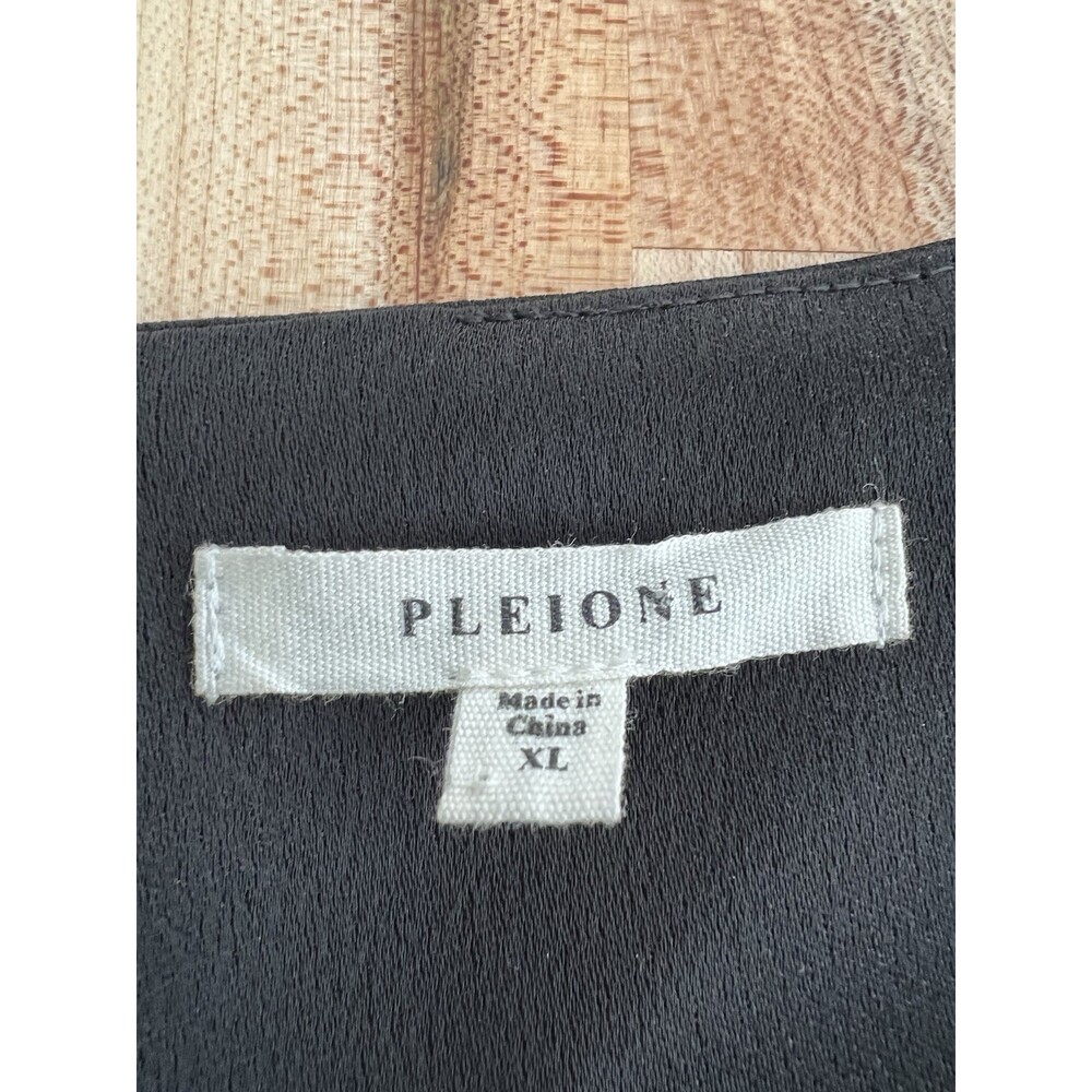 Pleione Short Sleeve High Low Shiny Knit Top Blouse Flowy Elegant Black XL - Picture 6 of 7